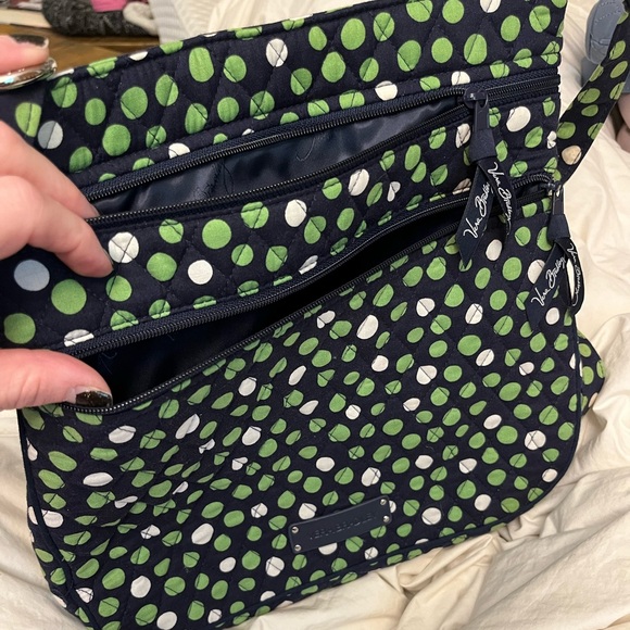 Vera Bradley green polka dot shoulder bag tote - Picture 3 of 9